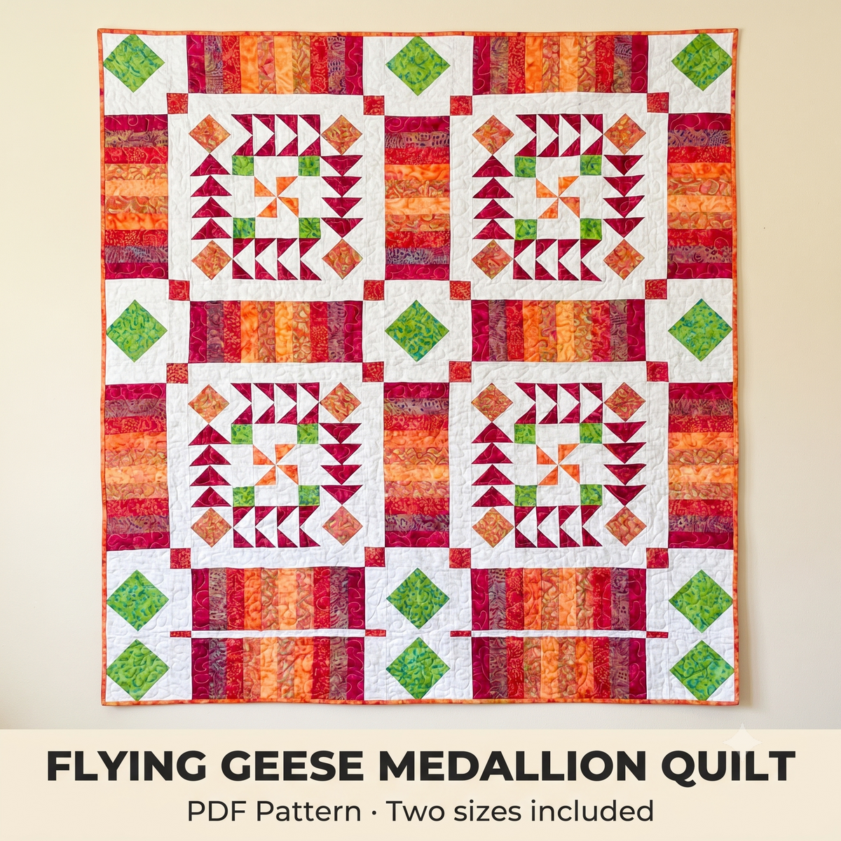Flying Geese Medallion Quilt β Two-Size PDF Quilt Pattern