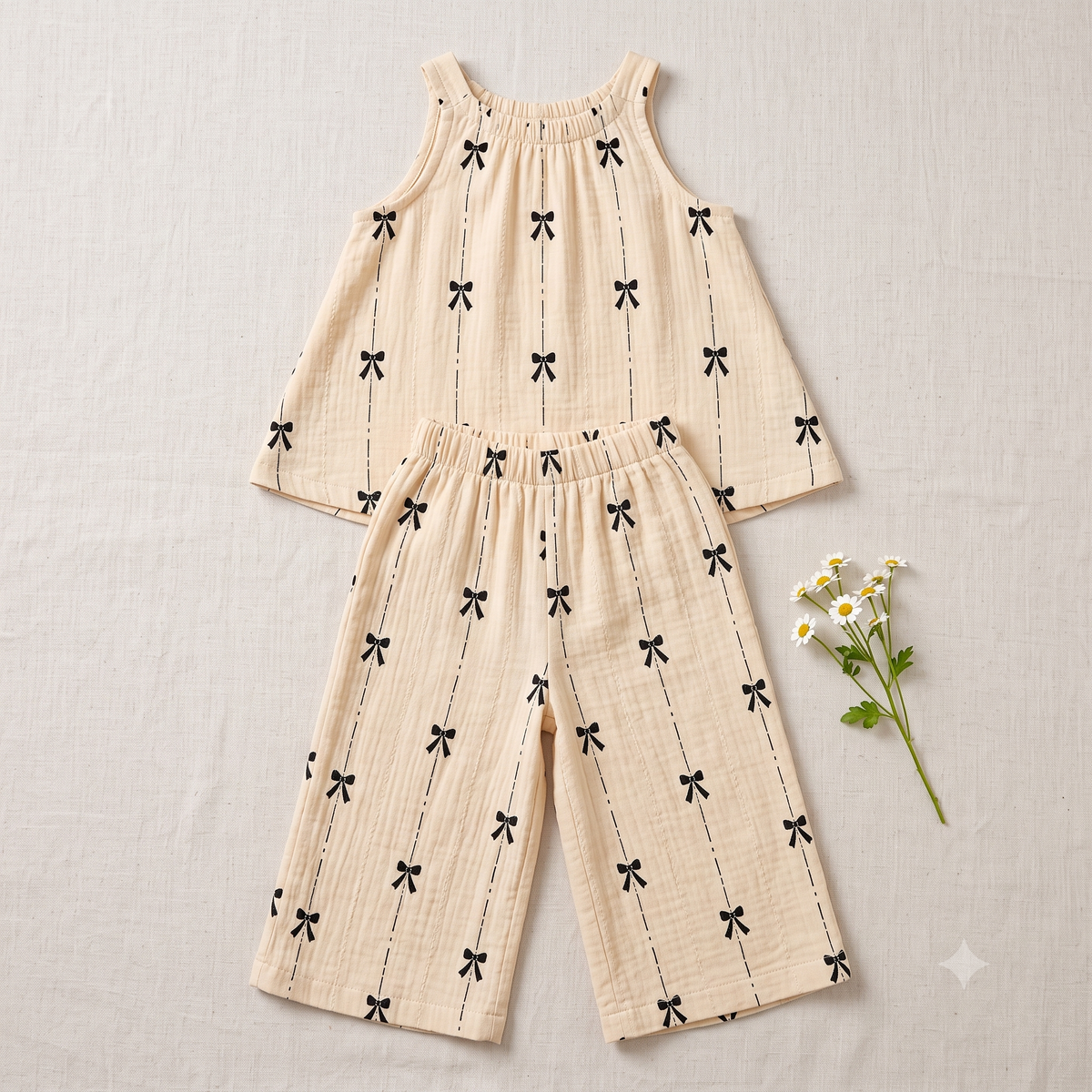 Girls Summer Outfit Sewing Tutorial PDF | Swing Top and Wide Leg Pants Set Size 5 | Beginner Kids Sewing | Instant Download