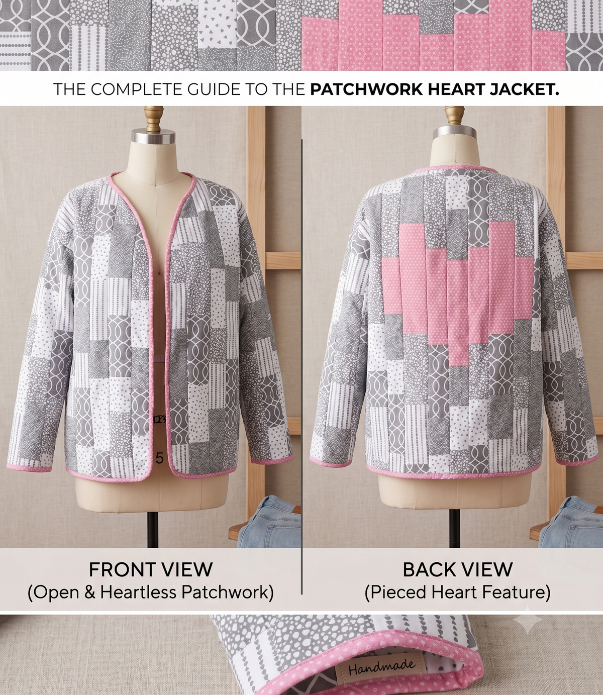 Quilted Patchwork Sweatshirt Jacket β PDF Sewing Pattern