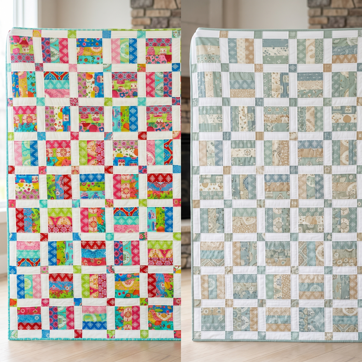Jelly Roll Quilt Pattern PDF, Easy Strip Quilt Pattern, 6 Sizes Baby to King, Beginner Quilt Pattern Instant Download