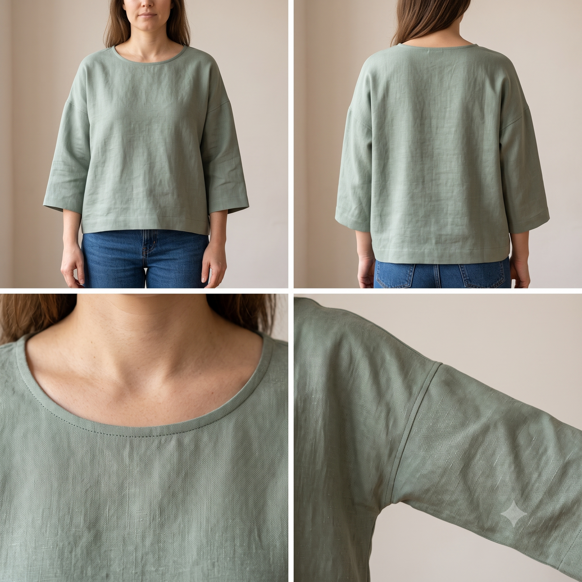 Linen Top Sewing Pattern PDF, Boxy Drop Shoulder Blouse, Easy Beginner Summer Top, Round Neck Loose Fit, XS-XXXL, Instant Download