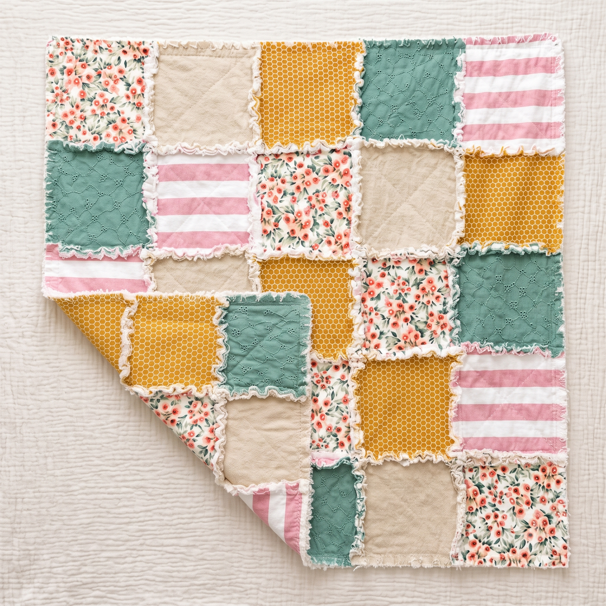 Reversible Rag Quilt Sewing Pattern PDF | Beginner Rag Quilt Tutorial | Baby Quilt Pattern | Instant Download | 4 Sizes Included