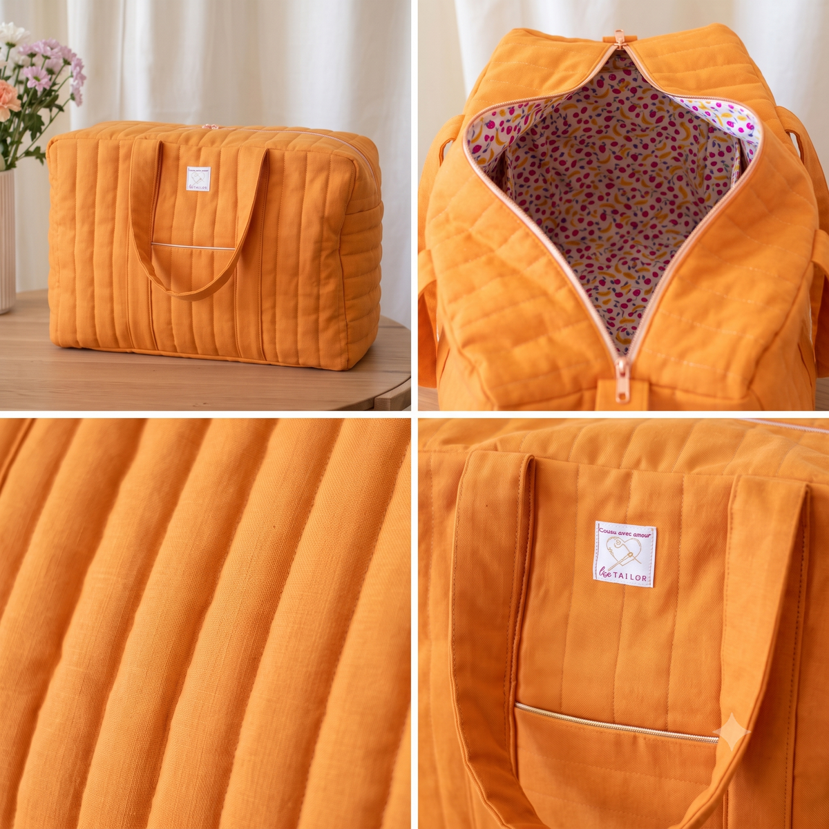 Sac Week-end Sewing Pattern β PDF Quilted Weekender Bag Pattern β Overnight Travel Duffle Bag with Zip β 44Γ33Γ20 cm β A4 Print at Home β Instant Download