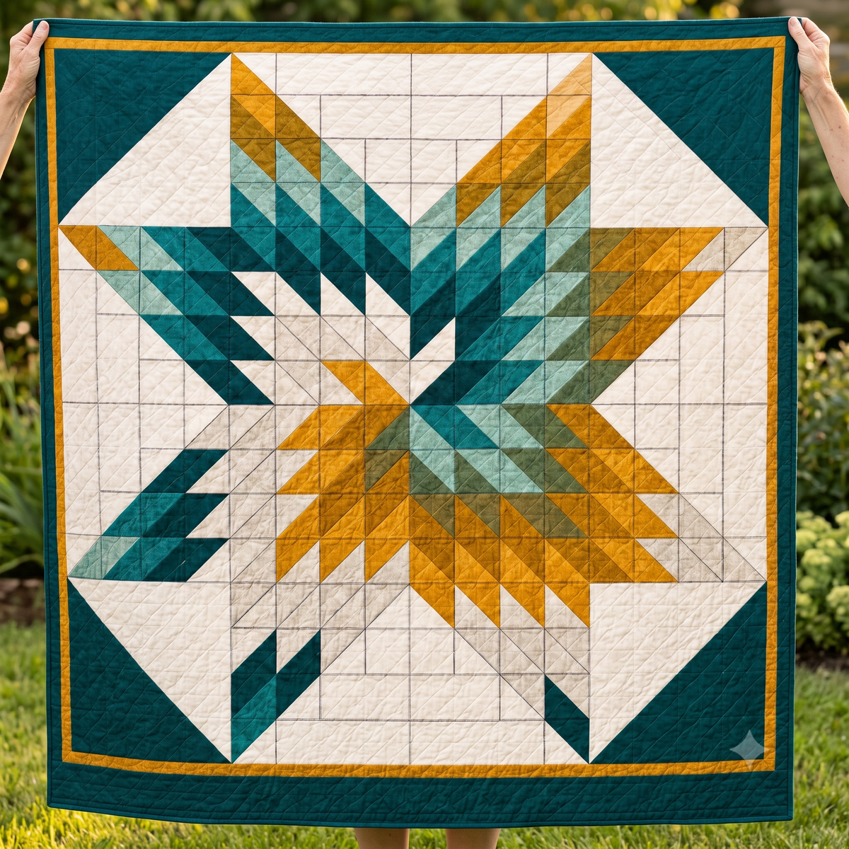 Star Quilt Pattern PDF | Lone Star Look With No Diamonds or Y-Seams | Two Sizes 56" and 24" Mini | Instant Download