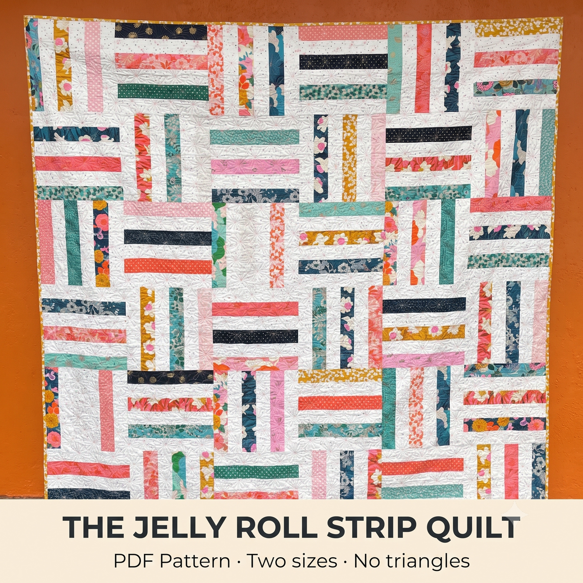 Strip Quilt Pattern PDF | Precut Friendly Jelly Roll Throw | Beginner Quilting Pattern No Triangles | Two Sizes | Instant Download