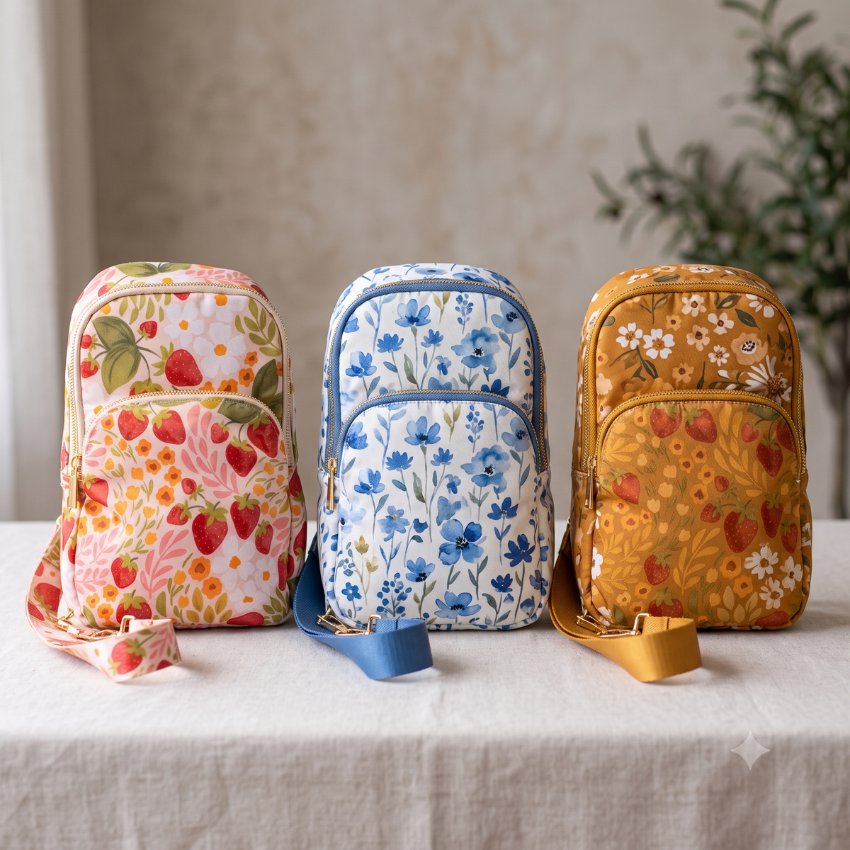 Padded Sling Bag PDF Sewing Pattern | Crossbody Sling Backpack | Front + Interior Zip Pockets, Convertible Strap | Beginner Friendly