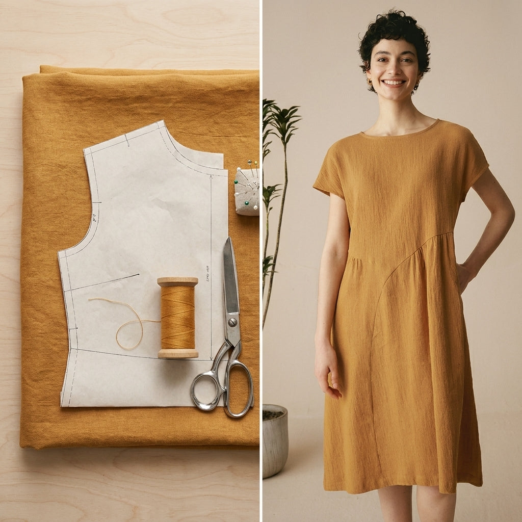 🌾 Mustard Linen Dress Sewing Pattern