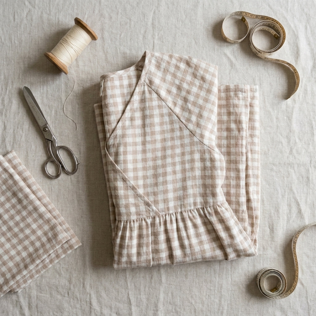 🤍 Gingham Wrap Dress Sewing Pattern