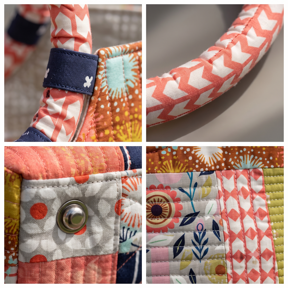 Craft Bag PDF Sewing Pattern | Large Quilted Project Tote with Rope Handles | Pieced or Single Fabric | Instant Download