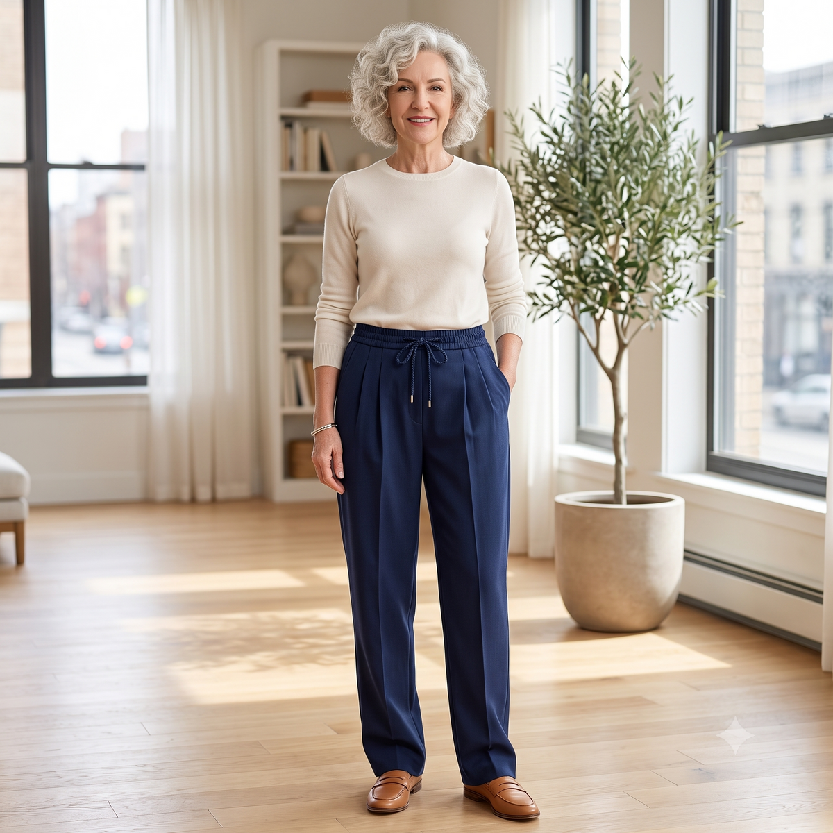ÉTINCELLE Trousers Sewing Pattern PDF, Pleated Straight Leg Pants, Elastic Waist Trousers, Low Mid Rise, Video Tutorial, Bilingual FR/EN, Sizes 32–52