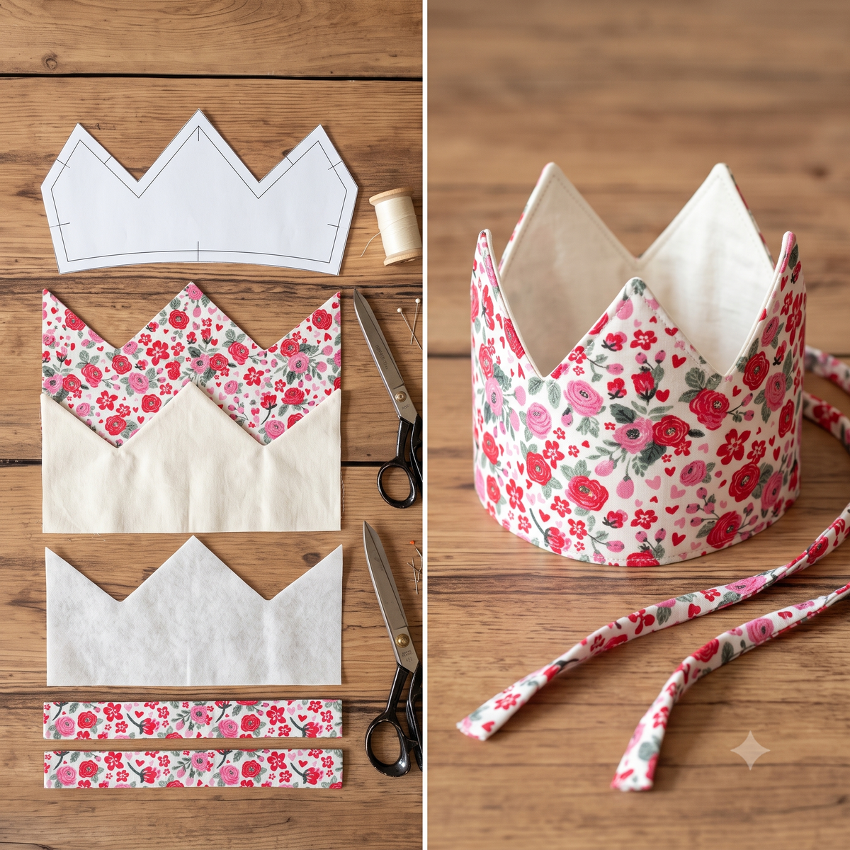 Fabric Crown Sewing Pattern PDF | Reversible Kids Birthday Crown | Beginner Sewing Project | Dress Up Crown Tutorial | Instant Download