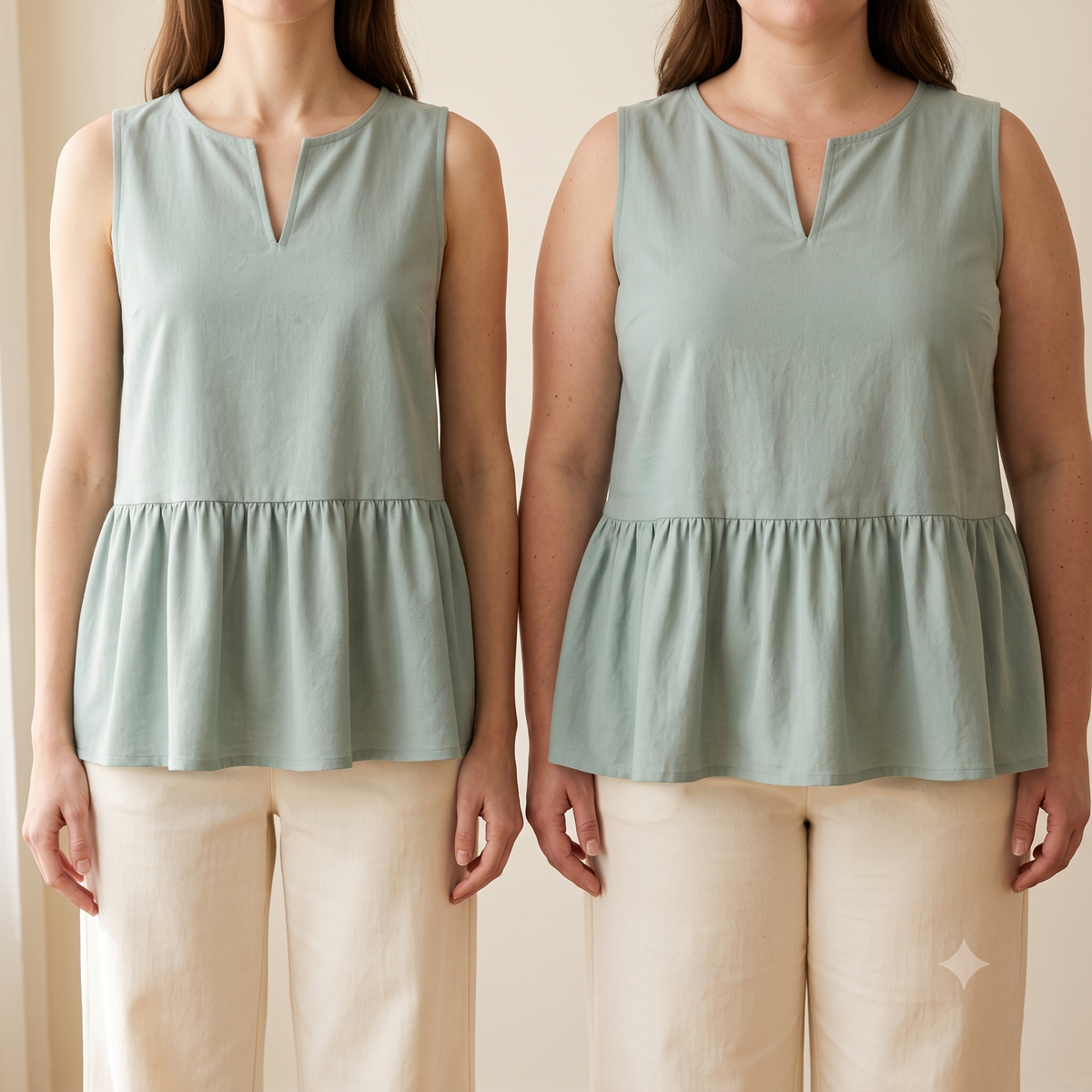 Bella Peplum Top Sewing Pattern | Sleeveless Ruffle Hem Blouse PDF | Women's Summer Top | US 4-20, UK 8-24, EU 36-52 | A4 A0 US Letter