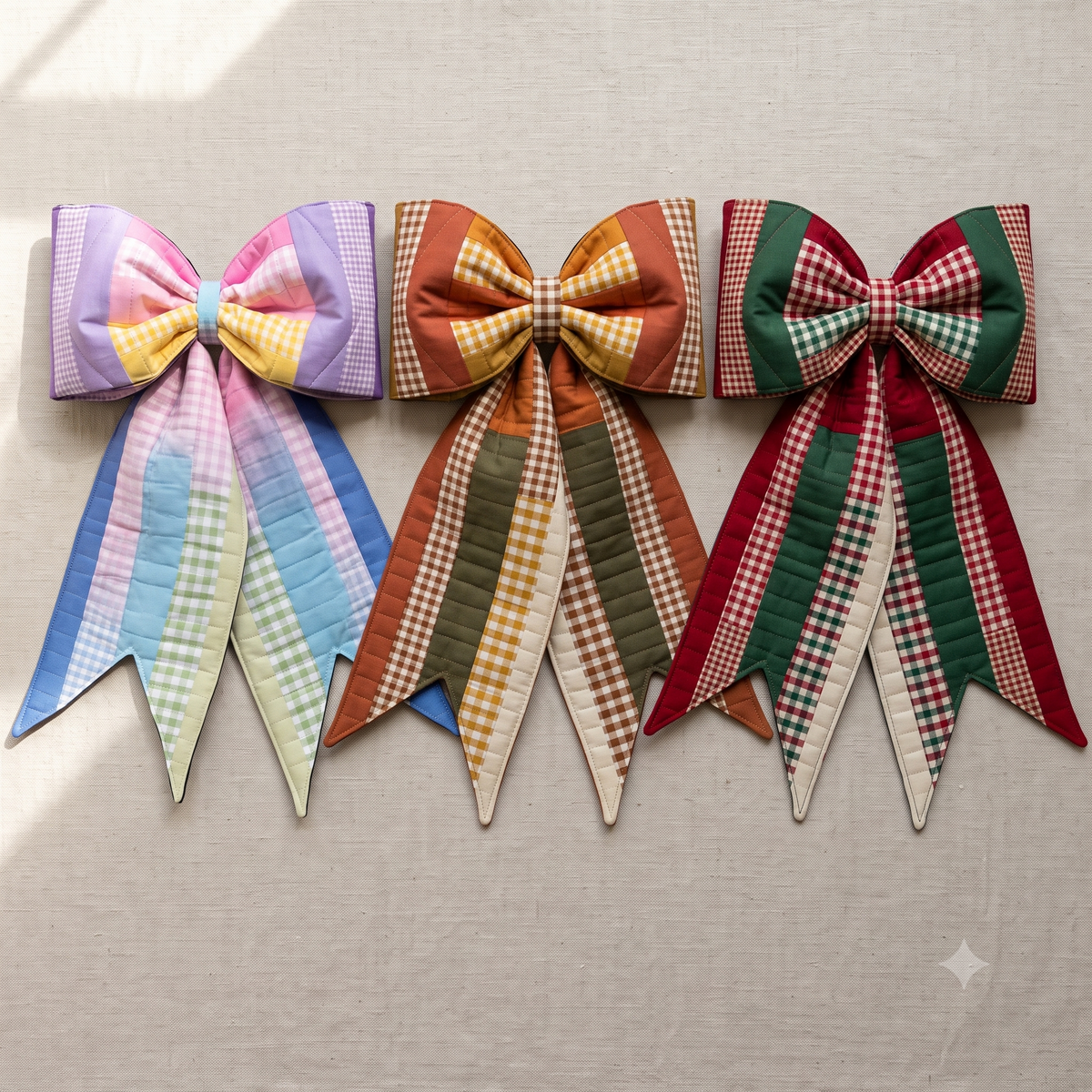 Giant Quilted Bow Sewing Pattern | Jelly Roll Bow Pattern | Reversible Door Bow | 3 Style Options | Instant Download
