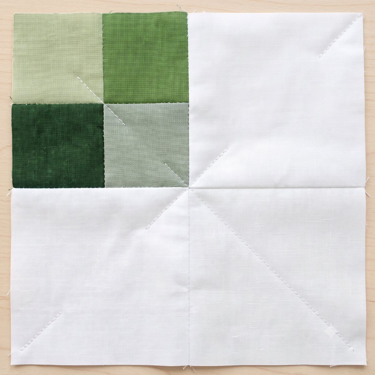Green Four Patch Quilt Pattern | Beginner Scrap Quilt PDF | Lap & Baby Size | Charm Square Friendly