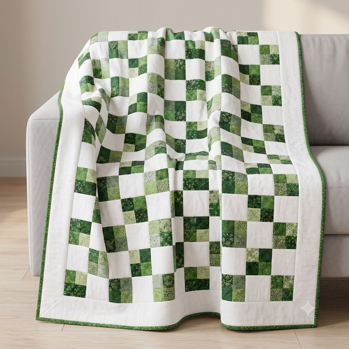 Green Four Patch Quilt Pattern | Beginner Scrap Quilt PDF | Lap & Baby Size | Charm Square Friendly