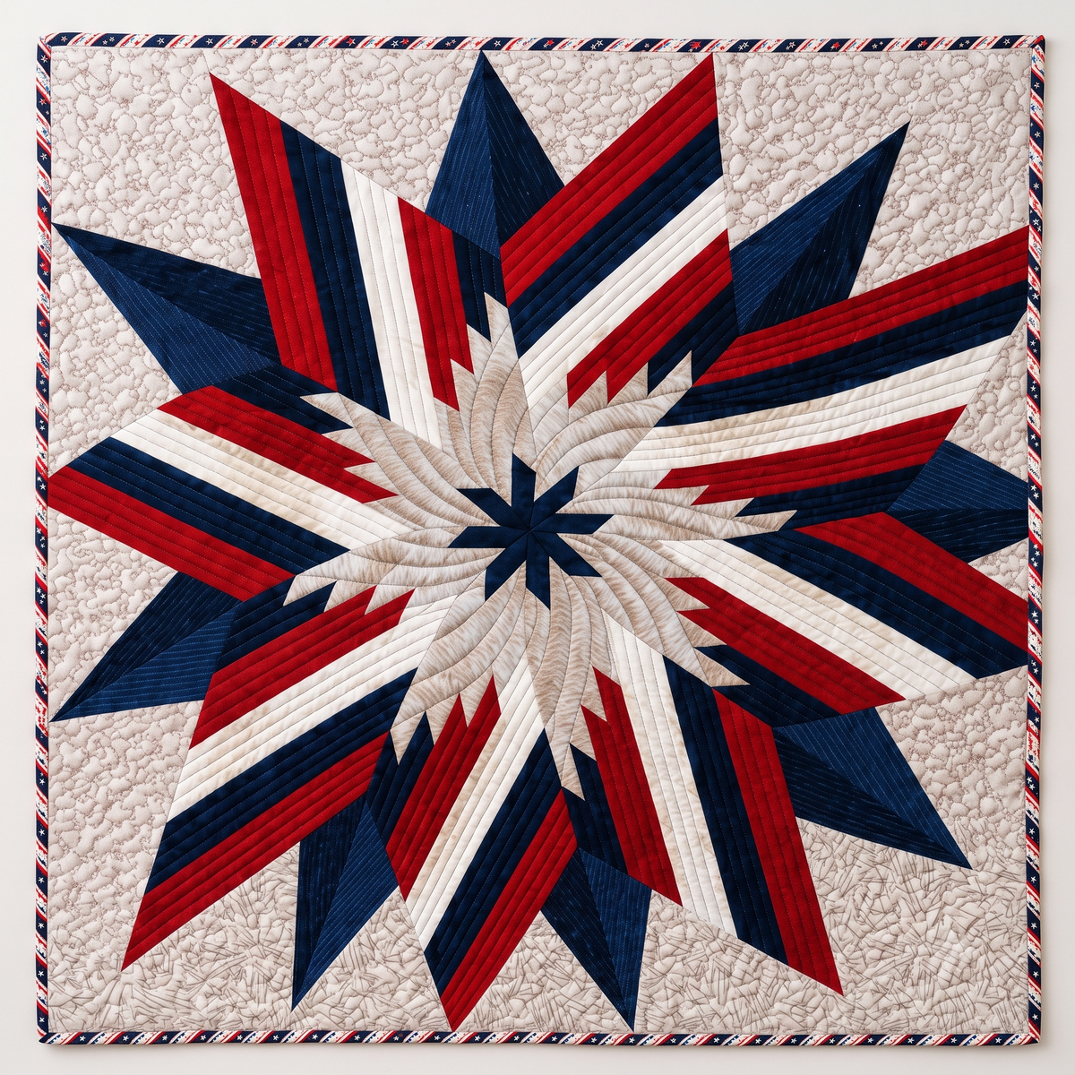 Ironbound Compass Star Quilt Pattern – Liberation Day - Patriotic Red White Blue Quilt PDF