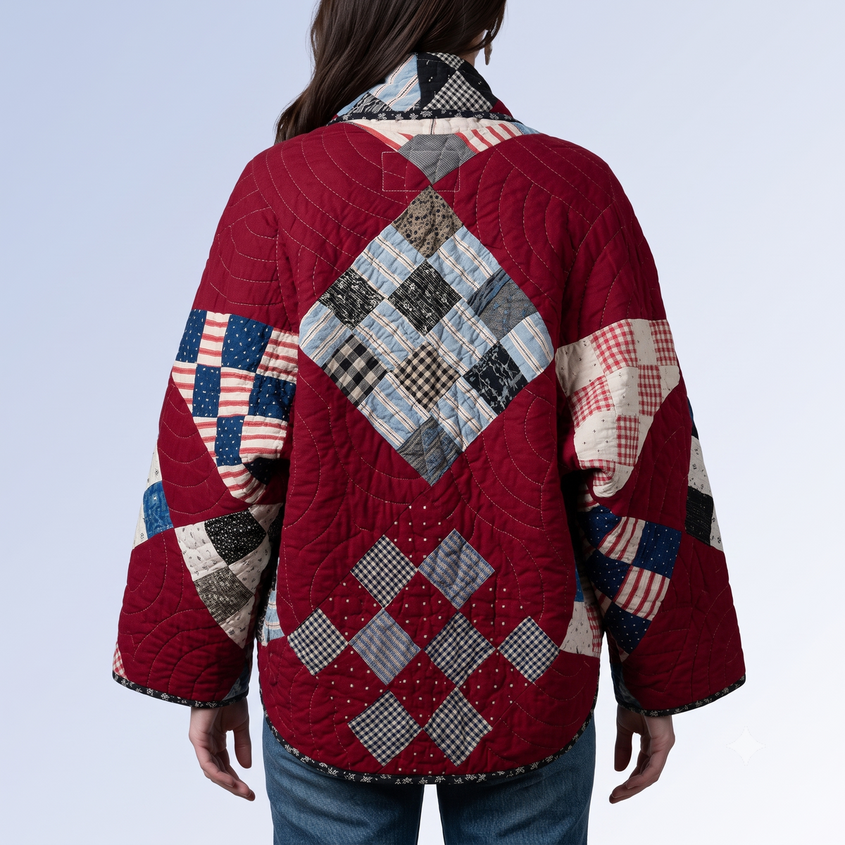 Patchwork Quilt Jacket Sewing Pattern PDF, Kimono Coat Pattern, Quilted Jacket, Digital Sewing Pattern, XS-XL