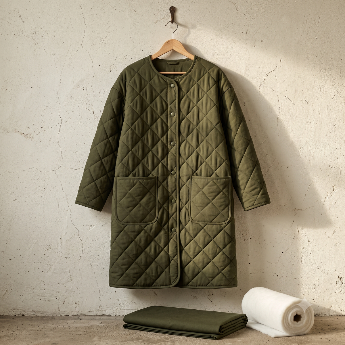 Quilted Coat Sewing Pattern PDF | Long Oversized Coat with Patch Pockets | 2 Versions, XS to 4XL | Instant Download