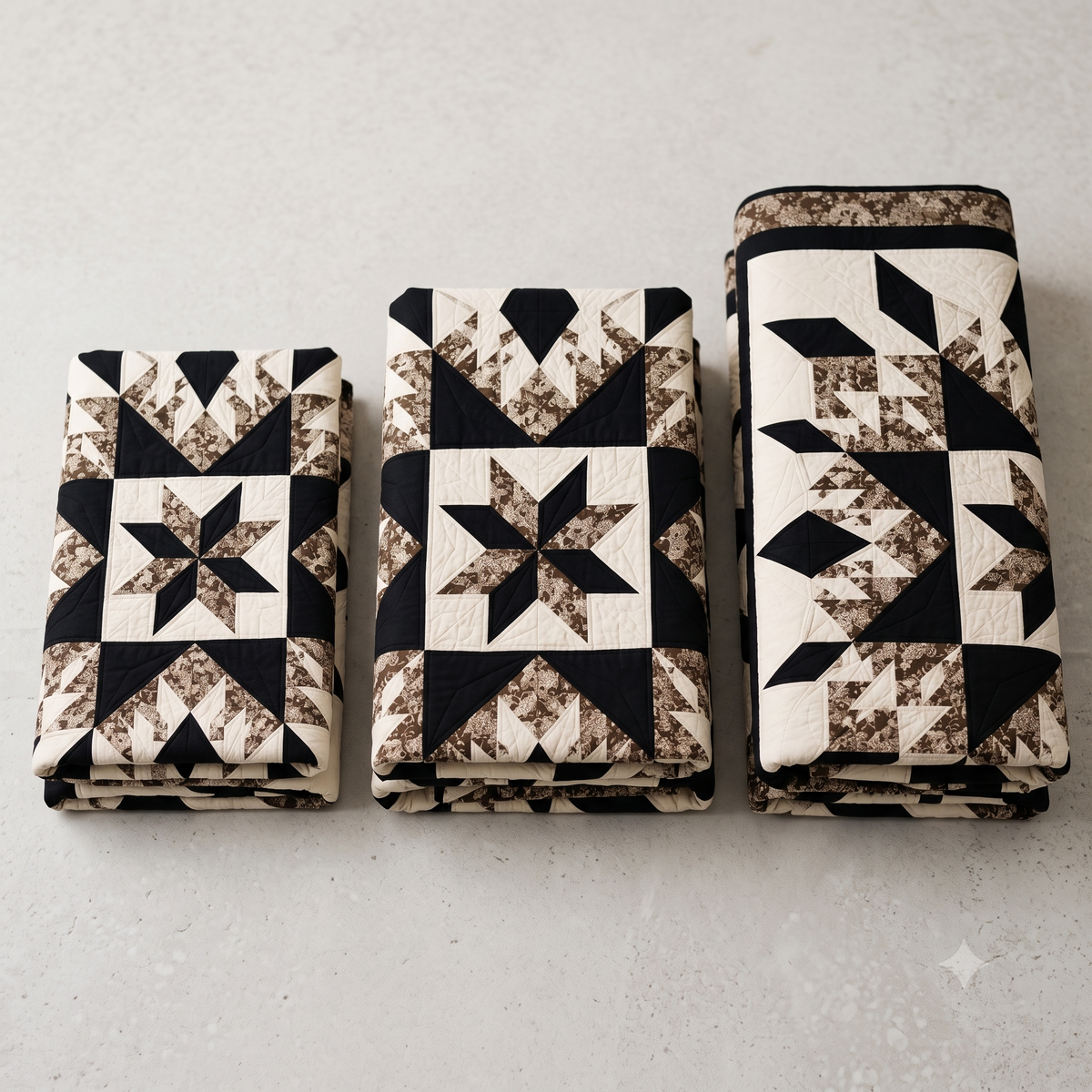 Midnight Starburst Quilt Pattern PDF | Full, Queen & King | Feathered Star Medallion Quilt | Black, Cream & Floral | Instant Download