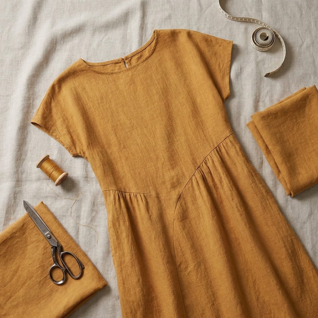 🌾 Mustard Linen Dress Sewing Pattern