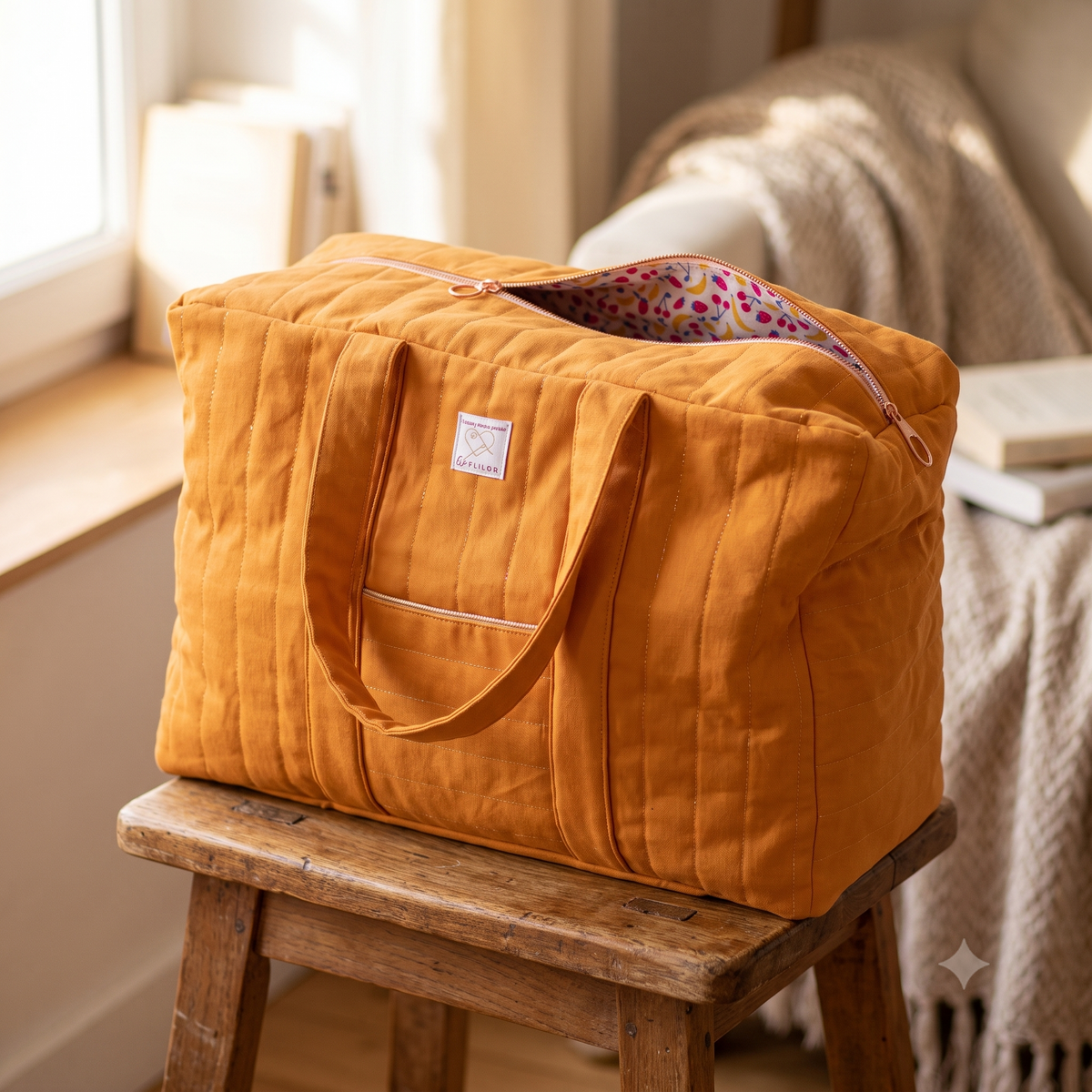 Sac Week-end Sewing Pattern – PDF Quilted Weekender Bag Pattern – Overnight Travel Duffle Bag with Zip – 44×33×20 cm – A4 Print at Home – Instant Download