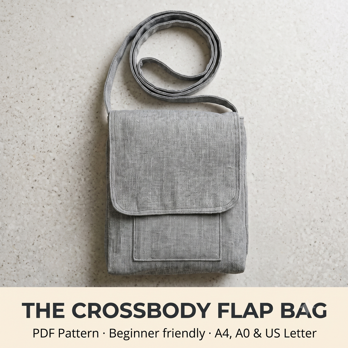 Crossbody Flap Bag PDF Pattern — Fits a Notebook and a Phone