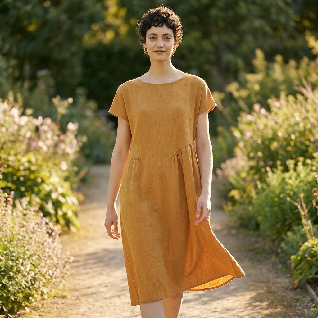 🌾 Mustard Linen Dress Sewing Pattern