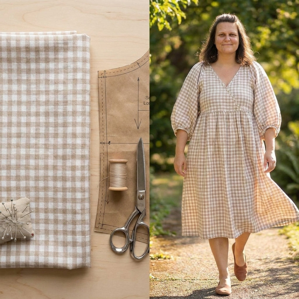 🤍 Gingham Wrap Dress Sewing Pattern