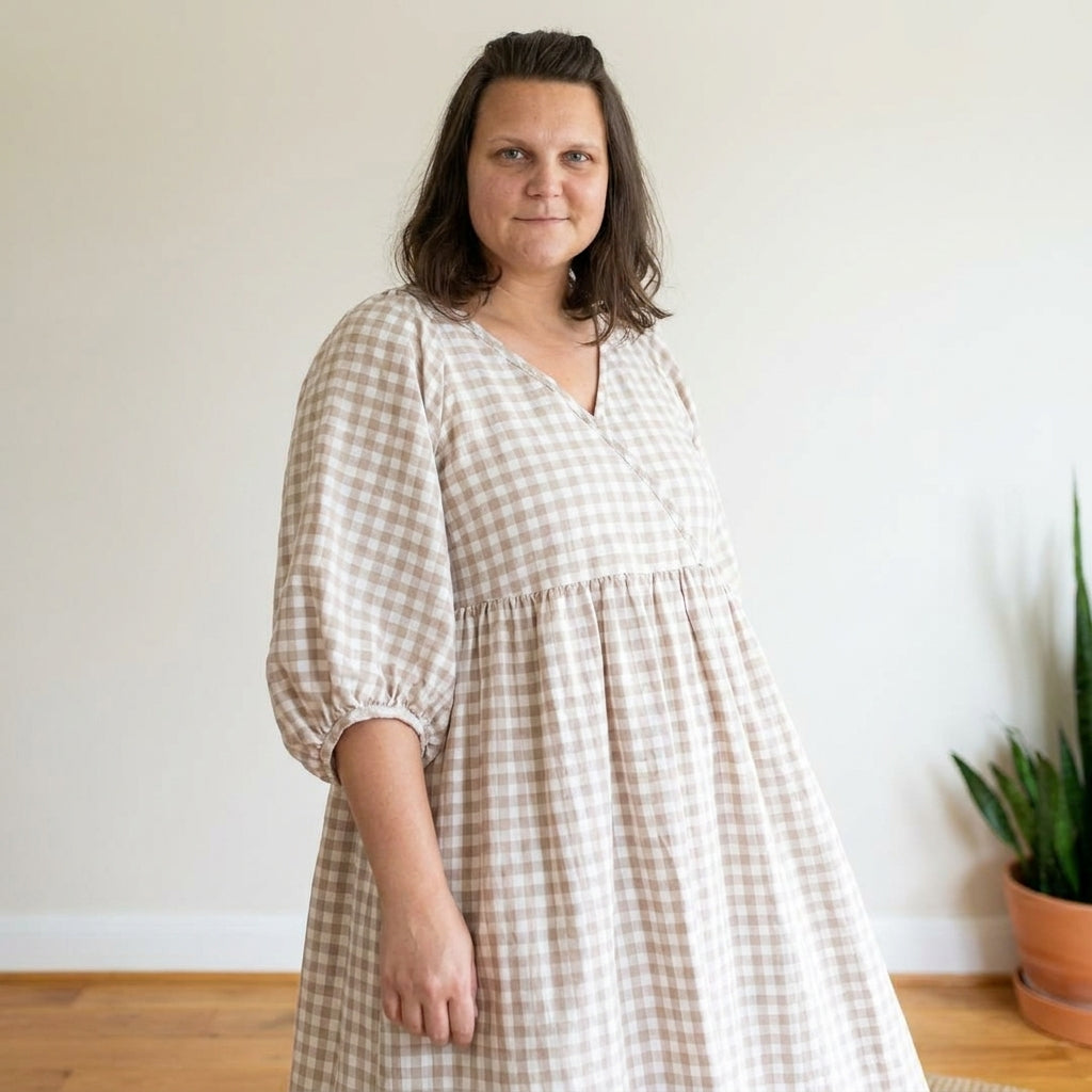 🤍 Gingham Wrap Dress Sewing Pattern