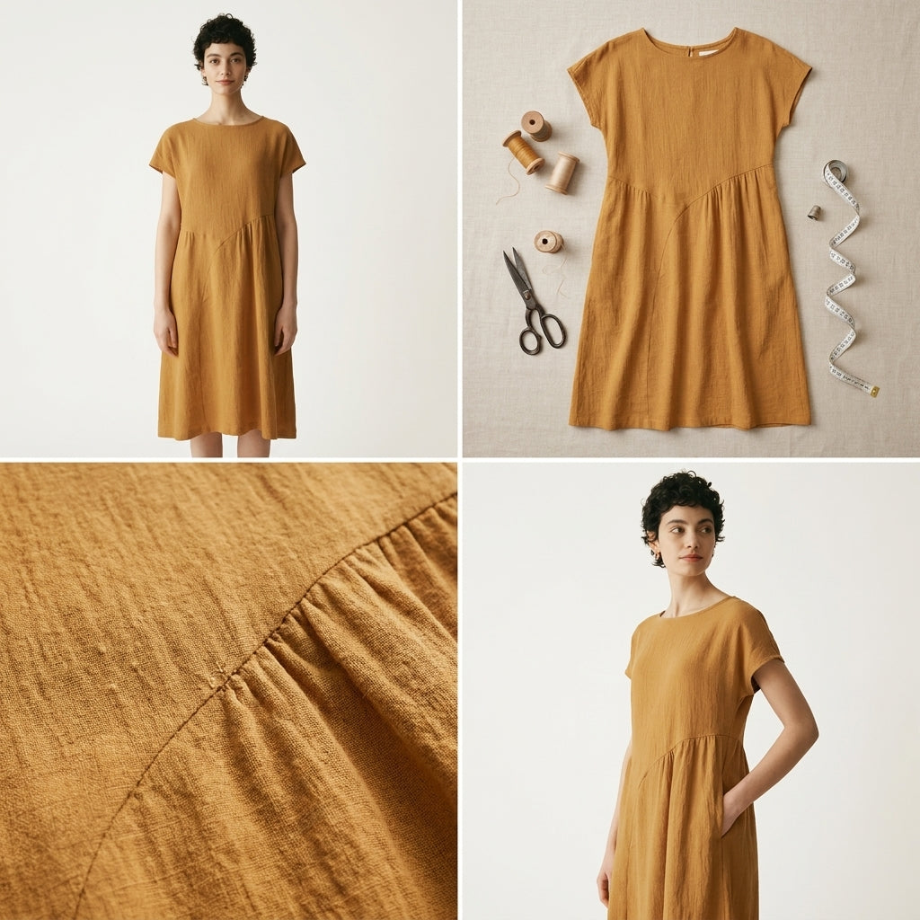 🌾 Mustard Linen Dress Sewing Pattern