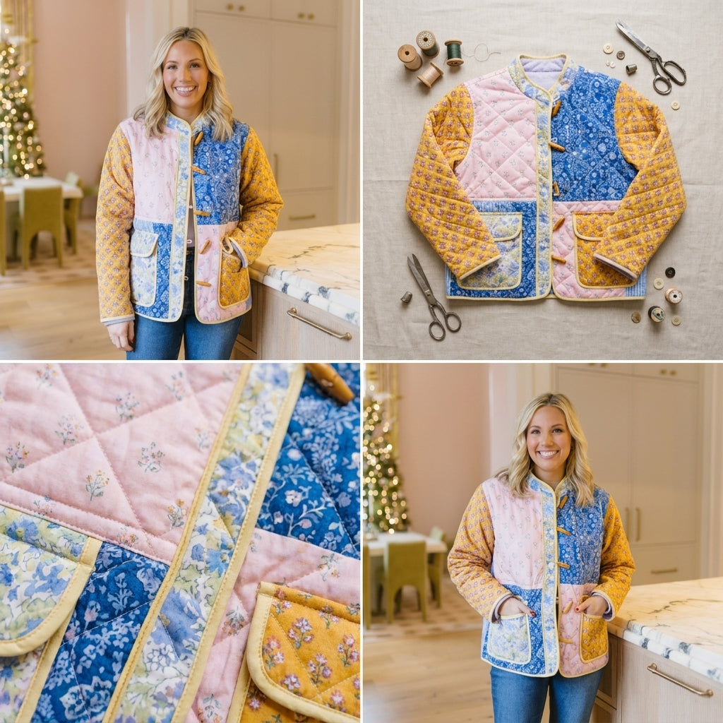 🌸 Patchwork Quilted Jacket Sewing Pattern Pdf