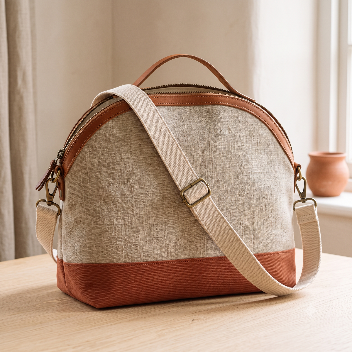 Curved Top Shoulder Bag Sewing Pattern PDF, Half Moon Zip Purse Pattern, Boxy Crossbody Bag Tutorial, 3 Sizes S M L, Instant Download