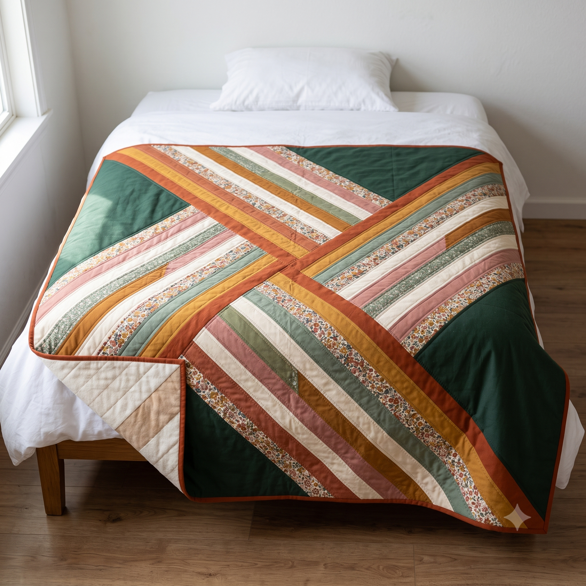 Diagonal Strip Quilt Pattern PDF | Modern X Quilt | 4 Sizes from Baby to Queen | Instant Download