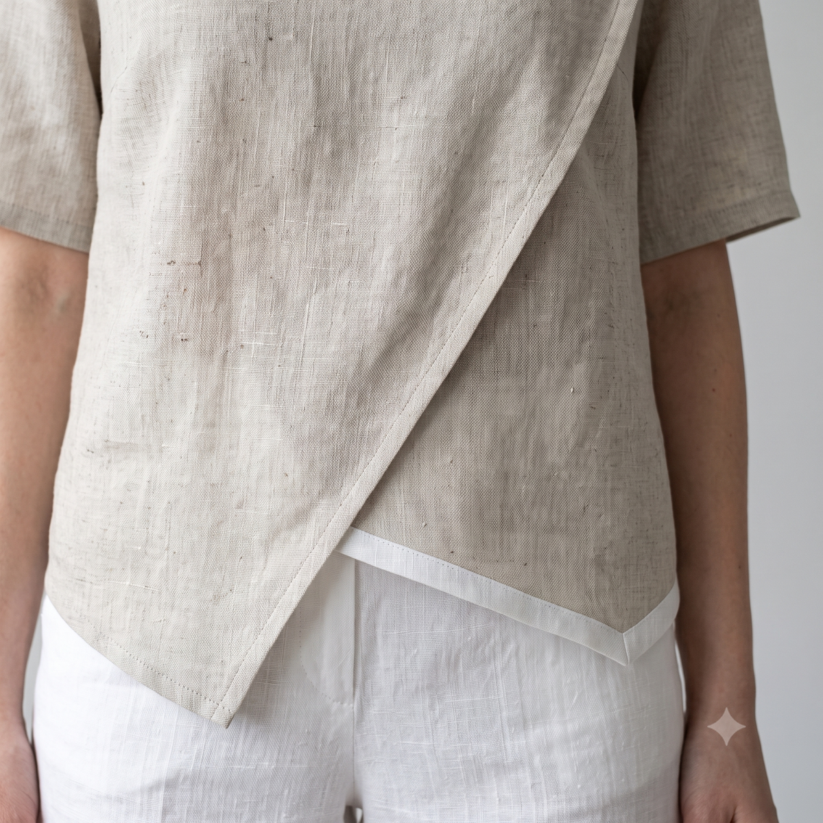 Asymmetric Wrap Top Sewing Pattern PDF, 2 Sleeve Options Sleeveless or Short Sleeve, Linen Blouse Pattern, Sizes 0-22, Instant Download