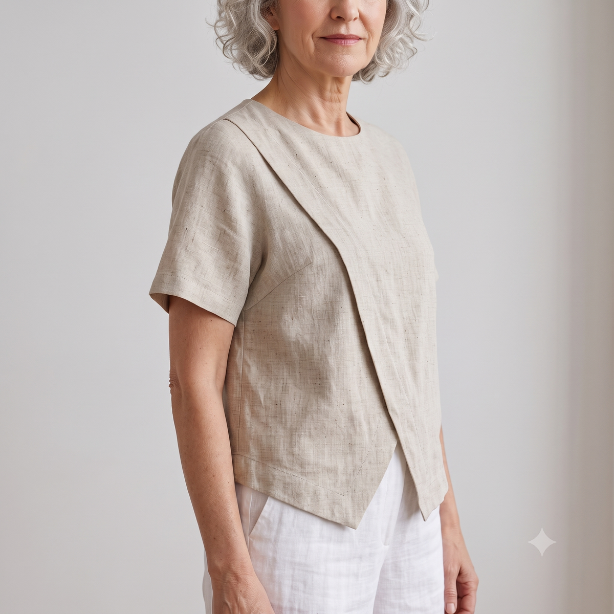 Asymmetric Wrap Top Sewing Pattern PDF, 2 Sleeve Options Sleeveless or Short Sleeve, Linen Blouse Pattern, Sizes 0-22, Instant Download