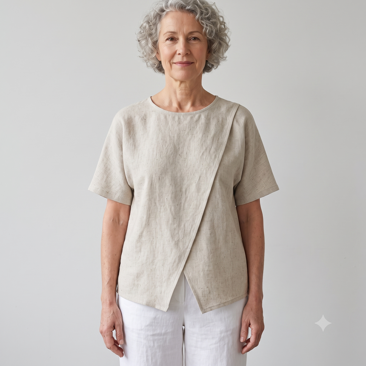 Asymmetric Wrap Top Sewing Pattern PDF, 2 Sleeve Options Sleeveless or Short Sleeve, Linen Blouse Pattern, Sizes 0-22, Instant Download